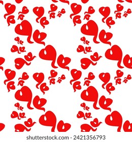 Seamless abstract pattern. Red hearts on white background. Vector illustration. For Valentine's Day. Designs for textile fabrics, wrapping paper, background, wallpaper, cover.