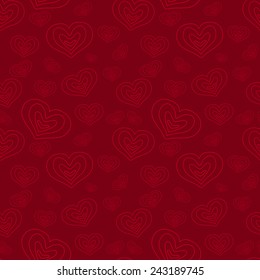 Seamless abstract pattern with red hearts, vector background. Valentine's day background. Beautiful seamless vector pattern with hearts.