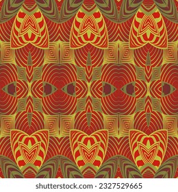 Seamless abstract pattern in red and yellow colors. Vector illustration