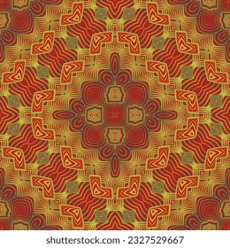 Seamless abstract pattern in red and yellow colors. Vector illustration