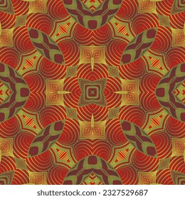 Seamless abstract pattern in red and yellow colors. Vector illustration