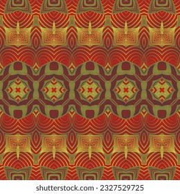 Seamless abstract pattern in red and yellow colors. Vector illustration