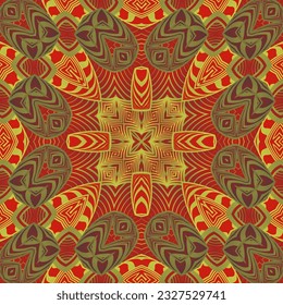 Seamless abstract pattern in red and yellow colors. Vector illustration