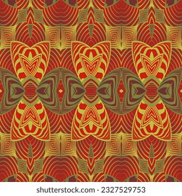 Patrón abstracto impecable en colores rojo y amarillo. Ilustración del vector