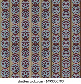 seamless abstract pattern with repeated medallions arranged in vertical rows