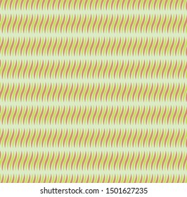 seamless abstract pattern with repeated waving green and red lines on a green fond creating a optic effect