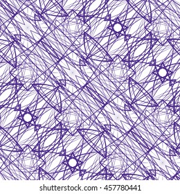 Seamless abstract pattern with repeating violet ornament isolated on white (transparent) background. Vector illustration eps