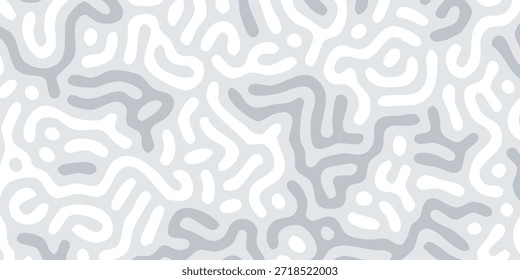 Un patrón abstracto sin fisuras que se asemeja al crecimiento biológico o a las formaciones naturales, con líneas fluidas en tonos de gris y blanco.