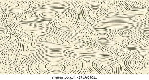 Un patrón abstracto sin fisuras que se asemeja al grano de madera, con líneas de remolino orgánico y anillos circulares en un esquema de color beige claro y gris oscuro.