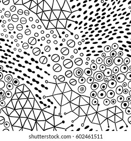 Seamless abstract pattern in retro memphis style. Organic absytact background.