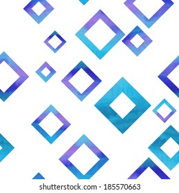 seamless abstract pattern of rhombuses and squares blue gradient texture watercolor