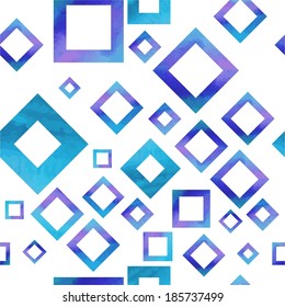 seamless abstract pattern of rhombuses and squares blue gradient texture watercolor