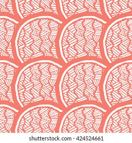Seamless abstract pattern with scales. Peach echo color. Vector illustration