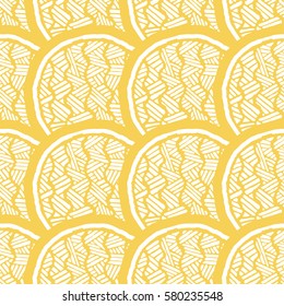 Seamless abstract pattern with scales. Primrose Yellow color. Vector illustration