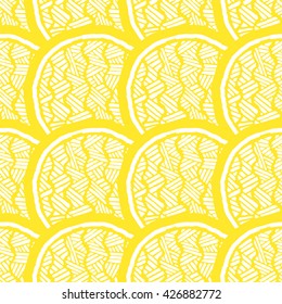 Seamless abstract pattern with scales. Yellow color. Vector illustration
