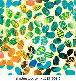 Seamless abstract pattern in Scandinavian style. Geometric pattern with ovals and rectangles 