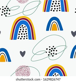 Seamless abstract pattern with scandinavian style rainbow. Baby seamless background pattern. Digital paper design for textile prints, fabric, wrapping and fashion.
