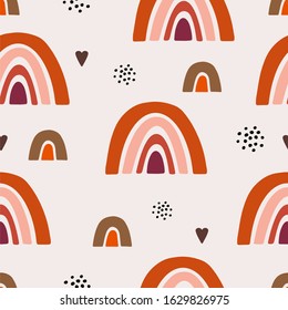 Seamless abstract pattern with scandinavian style rainbow. Baby seamless background pattern. Digital paper design for textile prints, fabric, wrapping and fashion.