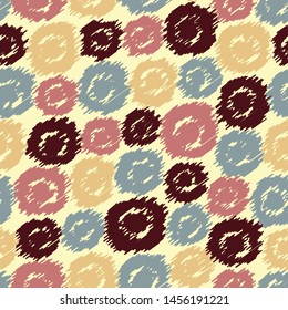 Seamless abstract pattern in scribble style with the image of oval geometric shapes.
