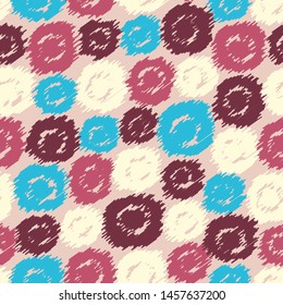 Seamless abstract pattern in scribble style with the image of oval geometric shapes.
