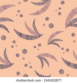 Seamless abstract pattern scribbled textured shapes on soft pink background endless dotted background for linens, textile, wallpaper