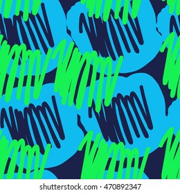 Seamless  abstract pattern with scribbles, doodles,  spots, hole. Hand drawn.