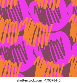 Seamless  abstract pattern with scribbles, doodles,  spots, hole. Hand drawn.