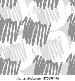Seamless  abstract pattern with scribbles, doodles,  spots, hole. Hand drawn.