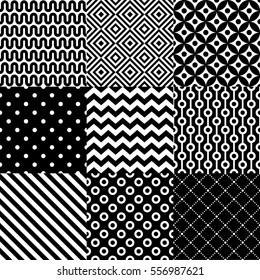 Seamless Abstract Pattern Set In Black And White