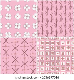 Seamless abstract pattern set. Naive art.