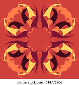 Seamless abstract pattern. Shades of red, brown and yellow colors. Curved arrow segments.