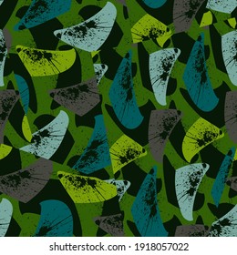 Seamless abstract pattern with shaotic shapes and grunge spots