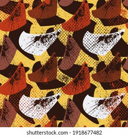 Seamless abstract pattern with shaotic shapes and grunge spots