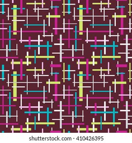 Seamless abstract pattern with short and long rectangles and stripes. Vector illustration for textile, fabric, wallpaper, wrapping paper design and etc. 