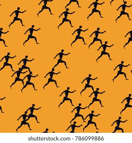 Seamless abstract pattern with silhouettes of running ancient Greek athletes.
