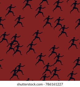 Seamless abstract pattern with silhouettes of running ancient Greek athletes.