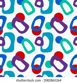 Seamless abstract pattern of simple organic shapes and lines in bright rainbow colors. Modern fashion vector background for textile design, fabric, paper, social marketing