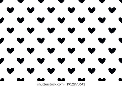 Seamless abstract pattern of small black hearts. Background, texture for textile, wrapping paper, Valentines day