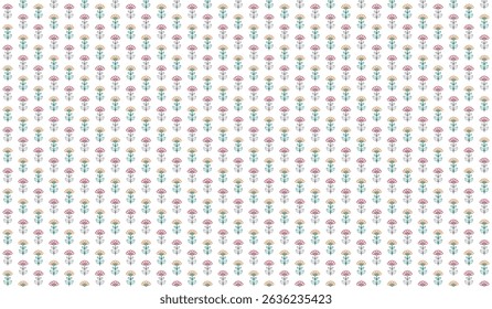 Seamless abstract pattern with small bunch of flower outline in pink red blue green on white background. Vector illustration, for shirt lady dress cloth child baby girl cover decoration textile print