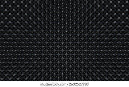 Seamless abstract pattern with small flower petals and outline in gray, blue on black background. Vector illustration, for masculine shirt lady dress cloth cover decoration textile wallpaper all over 