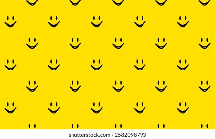 seamless abstract pattern of smile icons on a yellow background