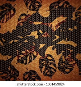 Seamless abstract pattern - snake skin tropical leaves.