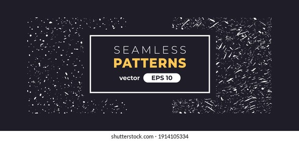 Seamless abstract pattern. Snowflakes in a blizzard. Space, sky with stars. Halftone grain. Grunge noise texture set. Vector illustration eps10. Artistic collection. Flat style. Background template.