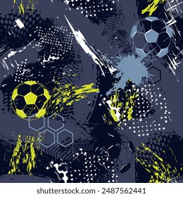 Seamless abstract pattern with soccer ball, football ball. Sport background for boy, web, stationery and other design.