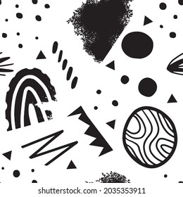 Seamless abstract pattern with space objects on white