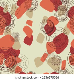 
 Seamless, abstract pattern with spirals in pastel autumn colors. Vector illustration in flat style.
