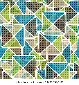 Seamless abstract pattern. Squares and triangles. Colorful chaos. Fashionable camouflage.