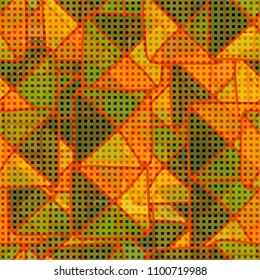 Seamless abstract pattern. Squares and triangles. Colorful chaos. Fashionable camouflage.