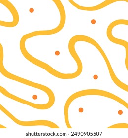 Seamless abstract pattern with squiggles and scribbles. Weaved curved lines. Chaotic ink scribbles decorative texture. Messy doodles, wavy and curly lines