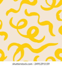 Seamless abstract pattern with squiggles and scribbles. Weaved curved lines. Chaotic ink scribbles decorative texture. Messy doodles, wavy and curly lines